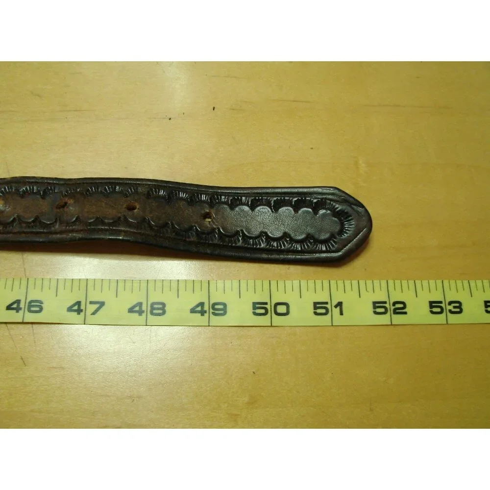 Mens Two Tone Brown Leather Braided Inlaid Belt Size 42 Made in Mexico Vintage